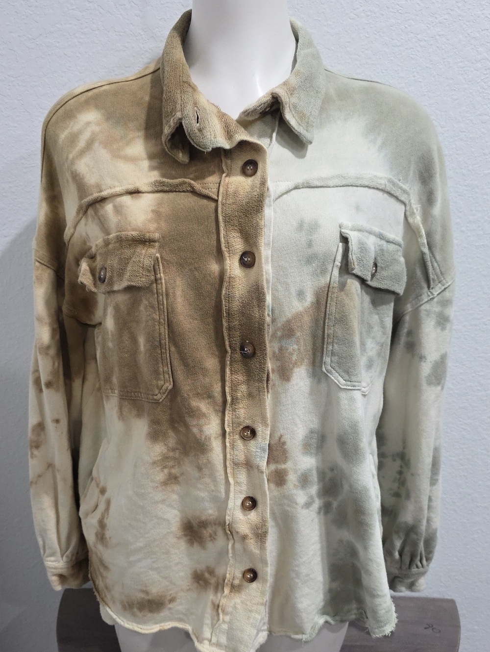 POL Tie-Dye Button-Up Shirt Jacket